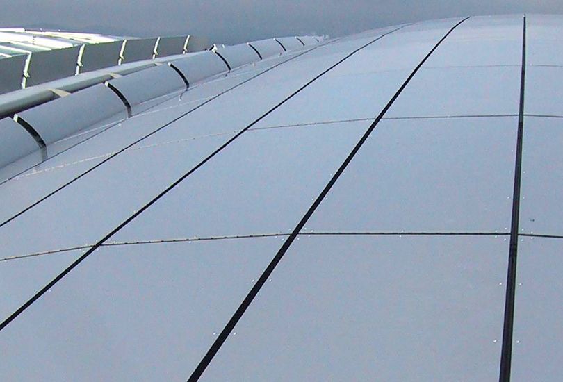 Lufthansa Aviation Center, Frankfurt, foil roof, Roof-PIN, elevated, trapezoidal roof
