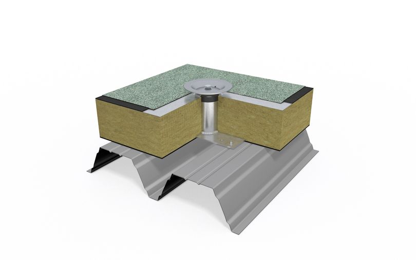 Roof-PIN type A on trapezoidal sheet metal with bitumen sheeting