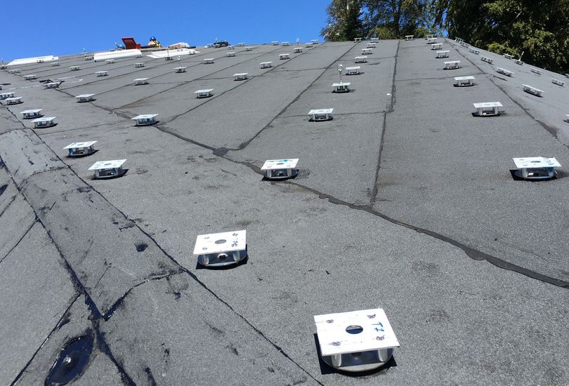 Tennishalle, Bürgenstock, Schweiz, Bitumen, Roof-PIN, aufgeständert